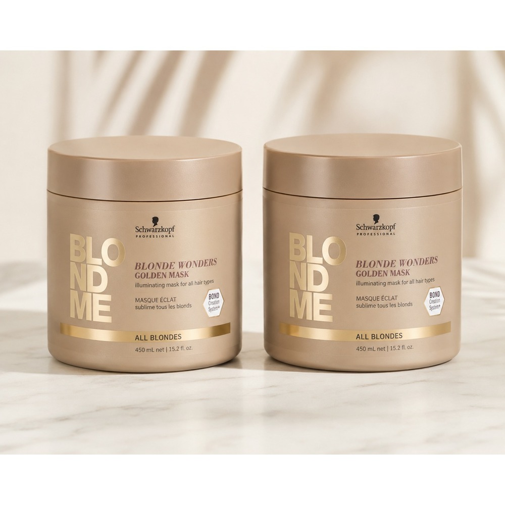 Schwarzkopf BlondMe‎ Blonde Wonders Golden Mask Illuminating 450 mL set of 2 NEW